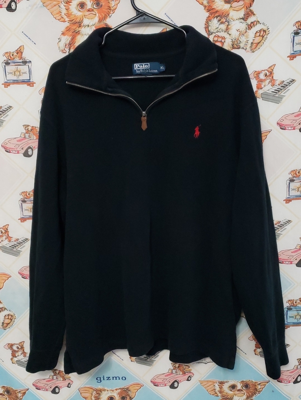 Ralph Lauren Dark Navy Half-Zip Sweater with Red Pony Logo